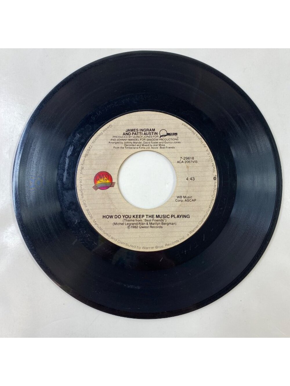 Vintage James Ingram Patti Austin 45 Rpm Single Theme From "Best Friends" Movie